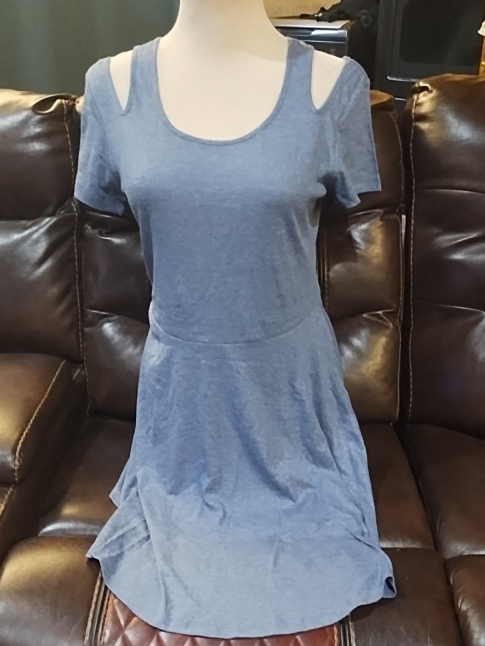 Women's Blue Cut Out-Shoulder Casual Dress